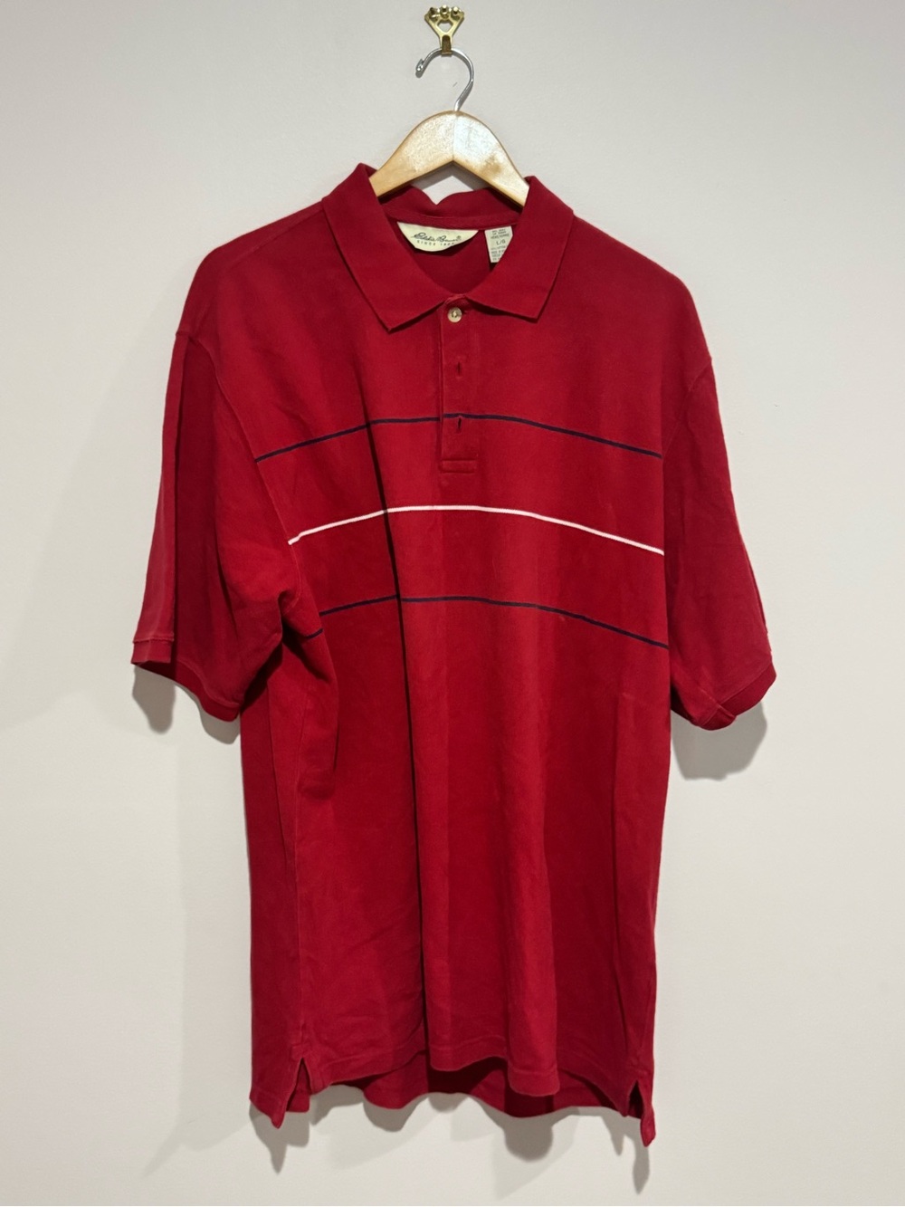 Vtg Eddie Bauer Red Polo Sz Large